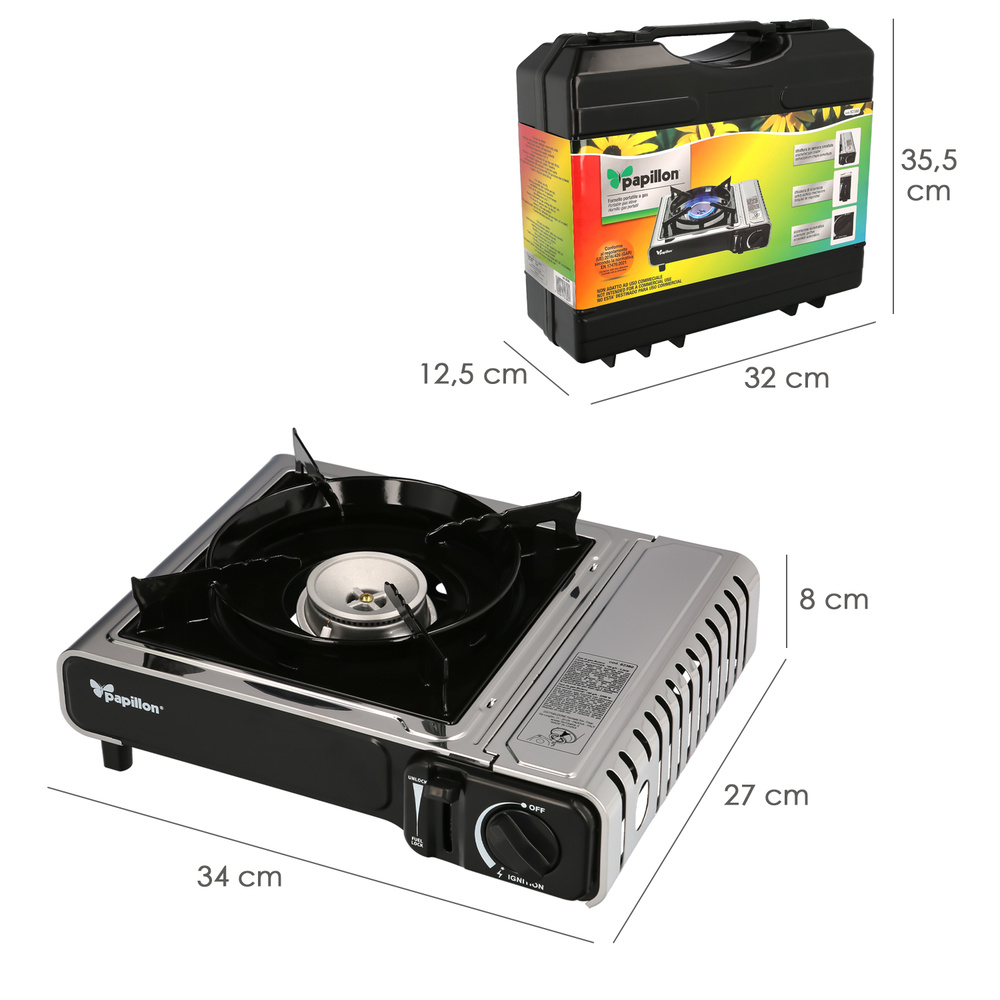 Cocina Gas Inoxidable A Cartucho Con Maletin, Cocina Portatil, Cartuchos Gas 230 gramos. Certificacion EN 17476/2021 - Imagen 3