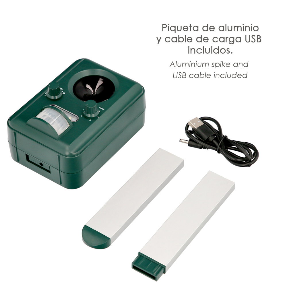 Ahuyentador Ultrasonidos Animales Funcionamiento Solar / Usb. Ahuyenta Roedores, Ratones, Gatos, Perros, Aves, Pajaros, Etc - Imagen 4