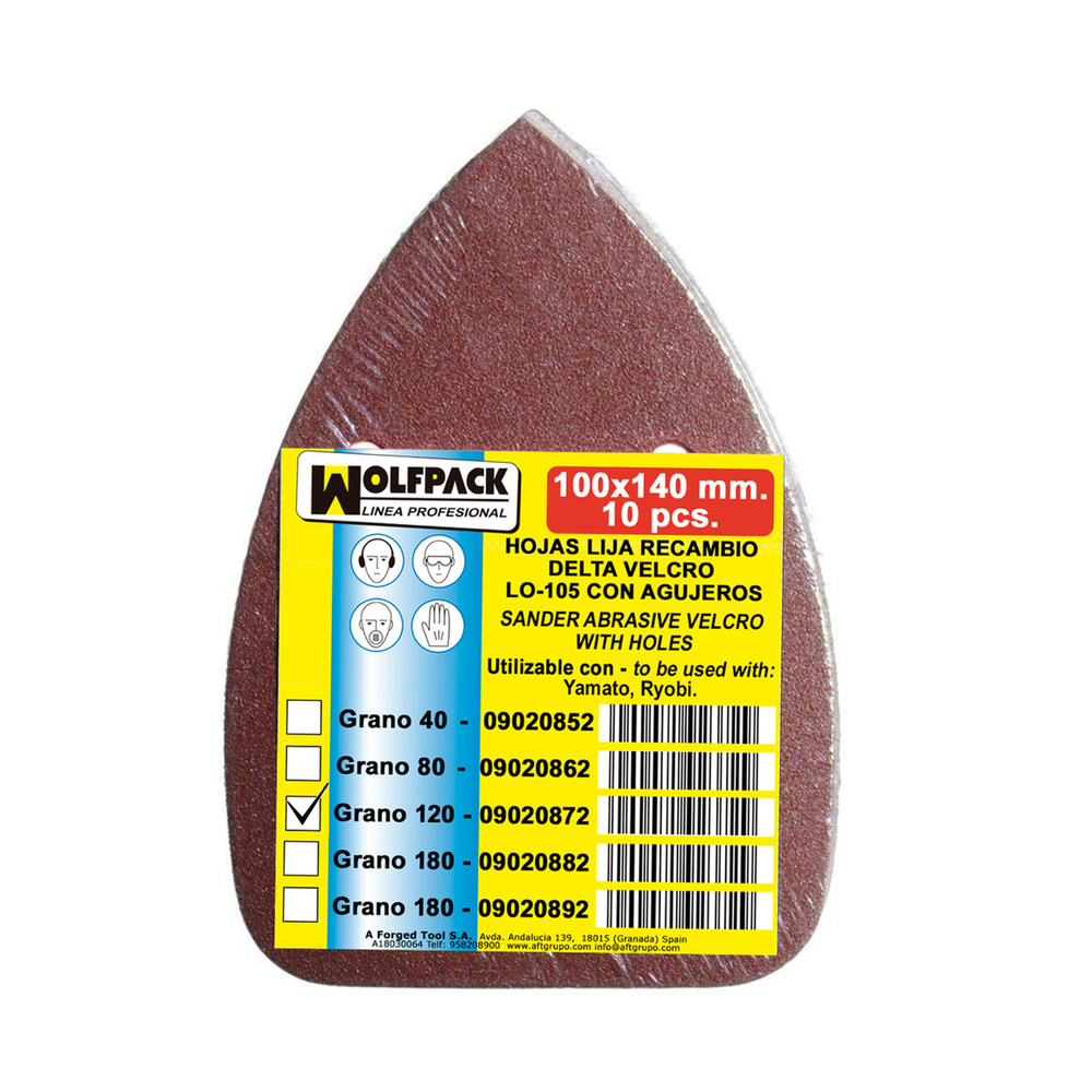 Lija Recambio Velcro Delta 140x100 mm. Con Agujero Grano 120 (10 Piezas) - Imagen 4