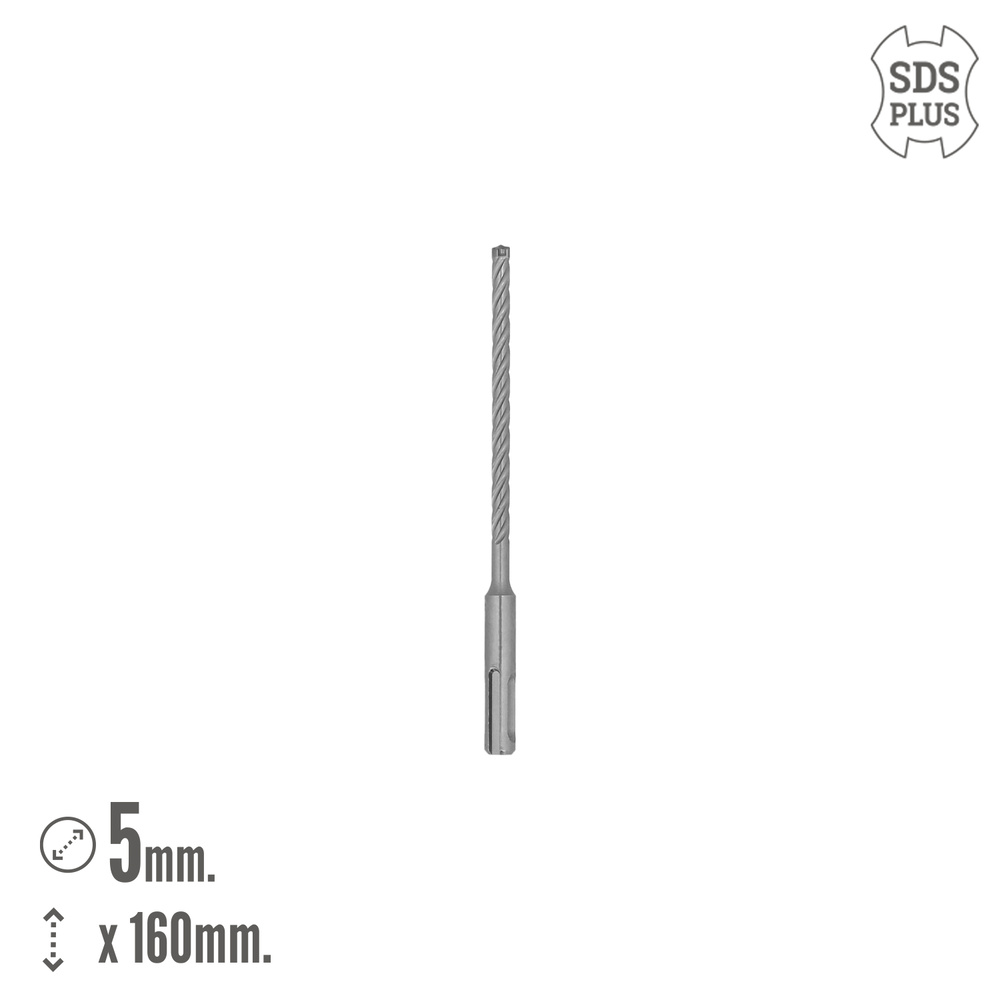 Broca Sds Plus 8 Filos Cortantes Especial Para Hormigon Armado Ø 5 x 160 mm. Broca Paredes, Broca Cimientos, Broca Muros - Imagen 2
