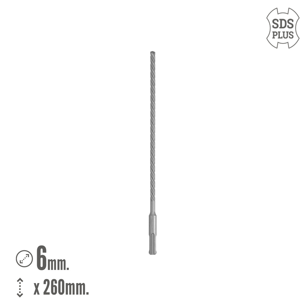 Broca Sds Plus 8 Filos Cortantes Especial Para Hormigon Armado Ø 6 x 260 mm. Broca Paredes, Broca Cimientos, Broca Muros - Imagen 2