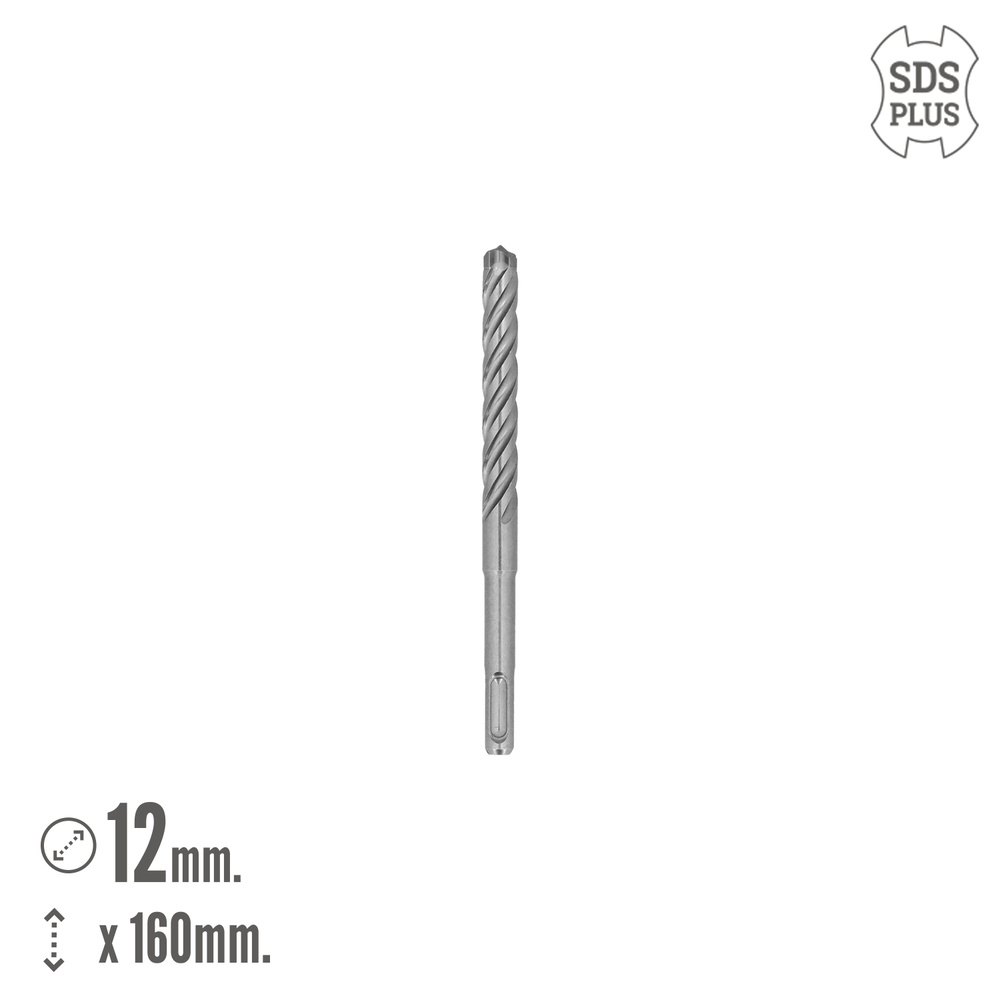 Broca Sds Plus 8 Filos Cortantes Especial Para Hormigon Armado Ø 12 x 160 mm. Broca Paredes, Broca Cimientos, Broca Muros - Imagen 2