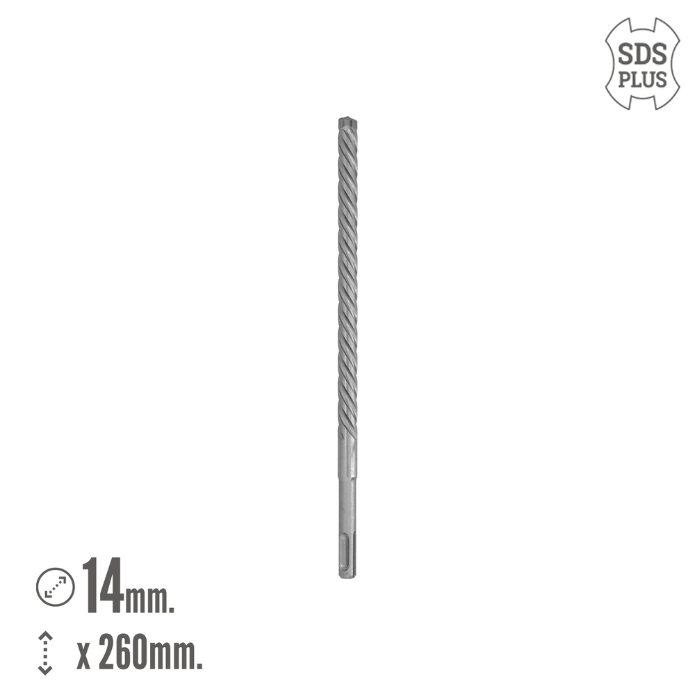 Broca Sds Plus 8 Filos Cortantes Especial Para Hormigon Armado Ø 14 x 260 mm. Broca Paredes, Broca Cimientos, Broca Muros - Imagen 2
