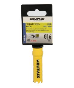 Corona Sierra Bimetal Ø 16 mm. Templado Termico, Base Reforzada. Corona Madera, Broca Agujeros Madera, Acero, Hierro, Plasticos