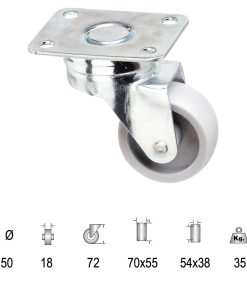 Rueda Polyamida Placa   50 mm.