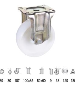 Rueda Industrial Nylon Placa Fija   80 mm.