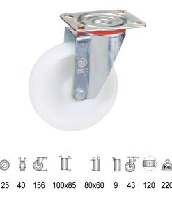 Rueda Industrial Nylon Placa 125 mm.