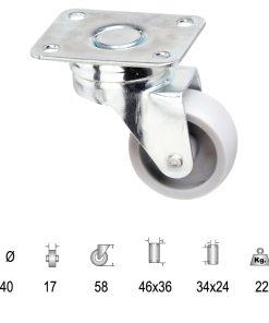 Rueda Polyamida Placa   40 mm.