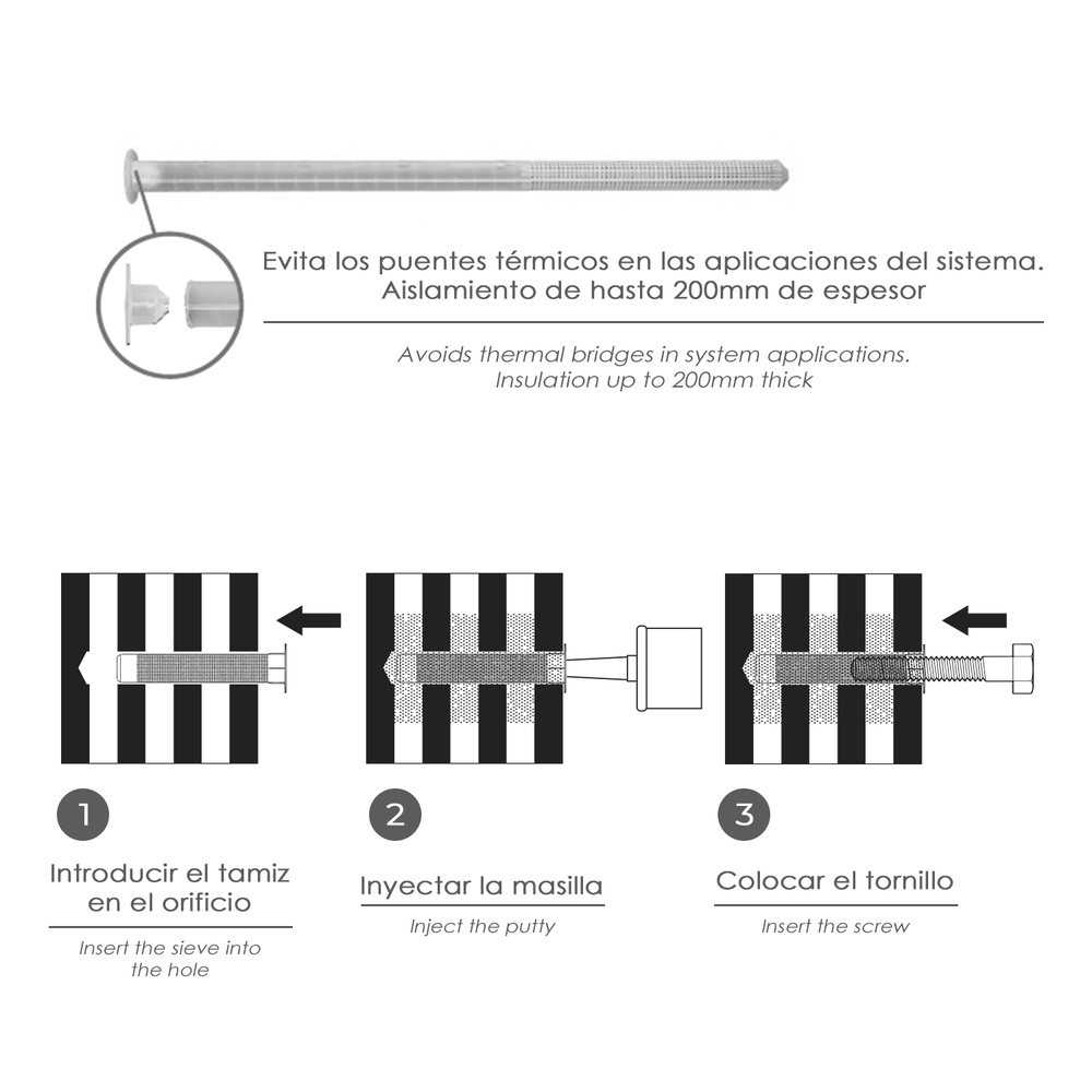 Tamiz Taco Quimico Largo Para Anclajes Quimicos Ø 16x330 mm. Seccionable (Bolsa 5 unidades) - Imagen 3