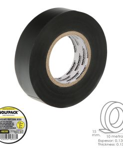 Cinta Aislante Profesional Negra Espesor 0.13 mm. Ancho 15 mm. Rollo 10 Metros Cinta Electricista, Cinta Aislante Cables