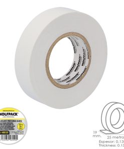 Cinta Aislante Profesional Blanca Espesor 0.13 mm. Ancho 19 mm. Rollo 25 Metros Cinta Electricista, Cinta Aislante Cables