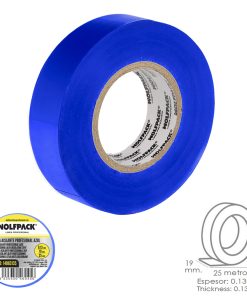 Cinta Aislante Profesional Azul Espesor 0.13 mm. Ancho 19 mm. Rollo 25 Metros Cinta Electricista, Cinta Aislante Cable