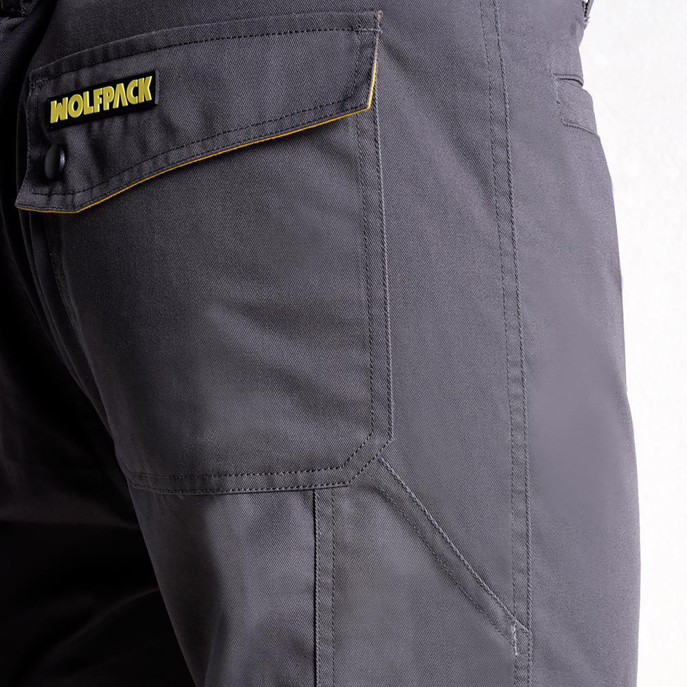 Pantalones Largos DeTrabajo, Multibolsillos, Resistentes, Rodilla Reforzada, Gris/Amarillo Talla 46/48 L (Slim Fit) - Imagen 3