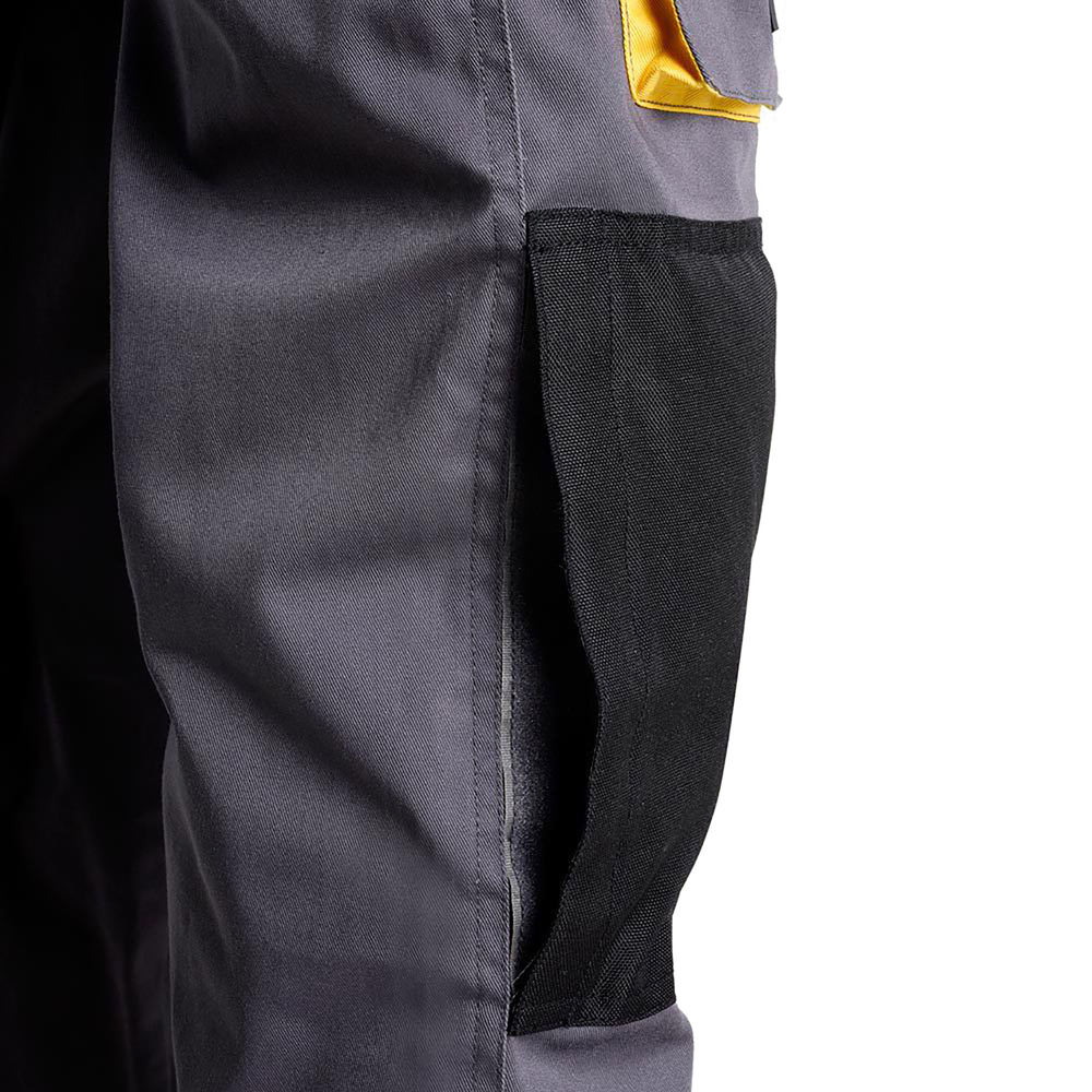 Pantalones Largos DeTrabajo, Multibolsillos, Resistentes, Rodilla Reforzada, Gris/Amarillo Talla 46/48 L (Slim Fit) - Imagen 5