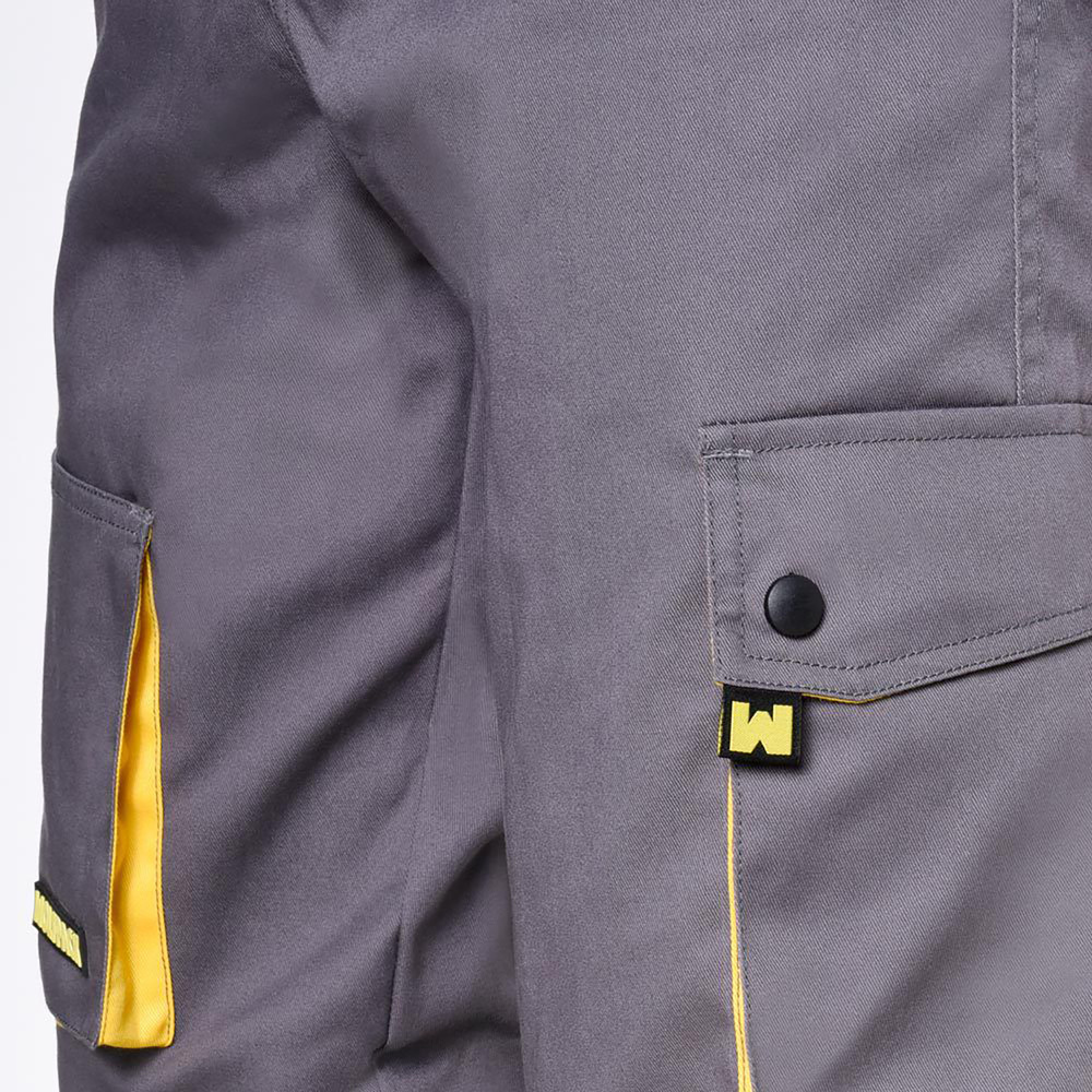 Pantalones Cortos DeTrabajo, Multibolsillos, Resistentes, Gris/Amarillo Talla 50/52 XL - Imagen 2