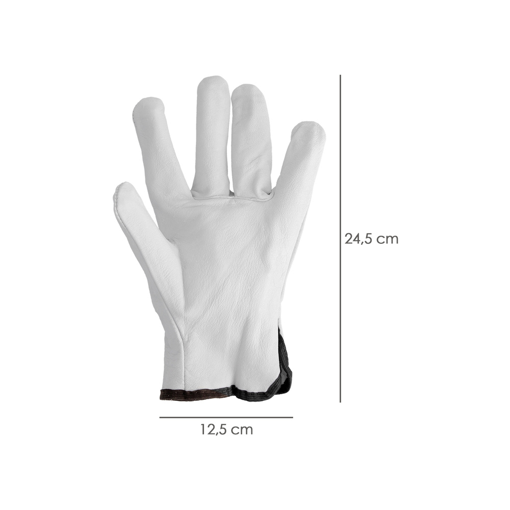Guantes De Trabajo De Piel Flor De Vacuno, Proteccion Laboral, Riesgos Mecanicos, Guantes De Seguridad De Cuero. Talla 7" (Par) - Imagen 2