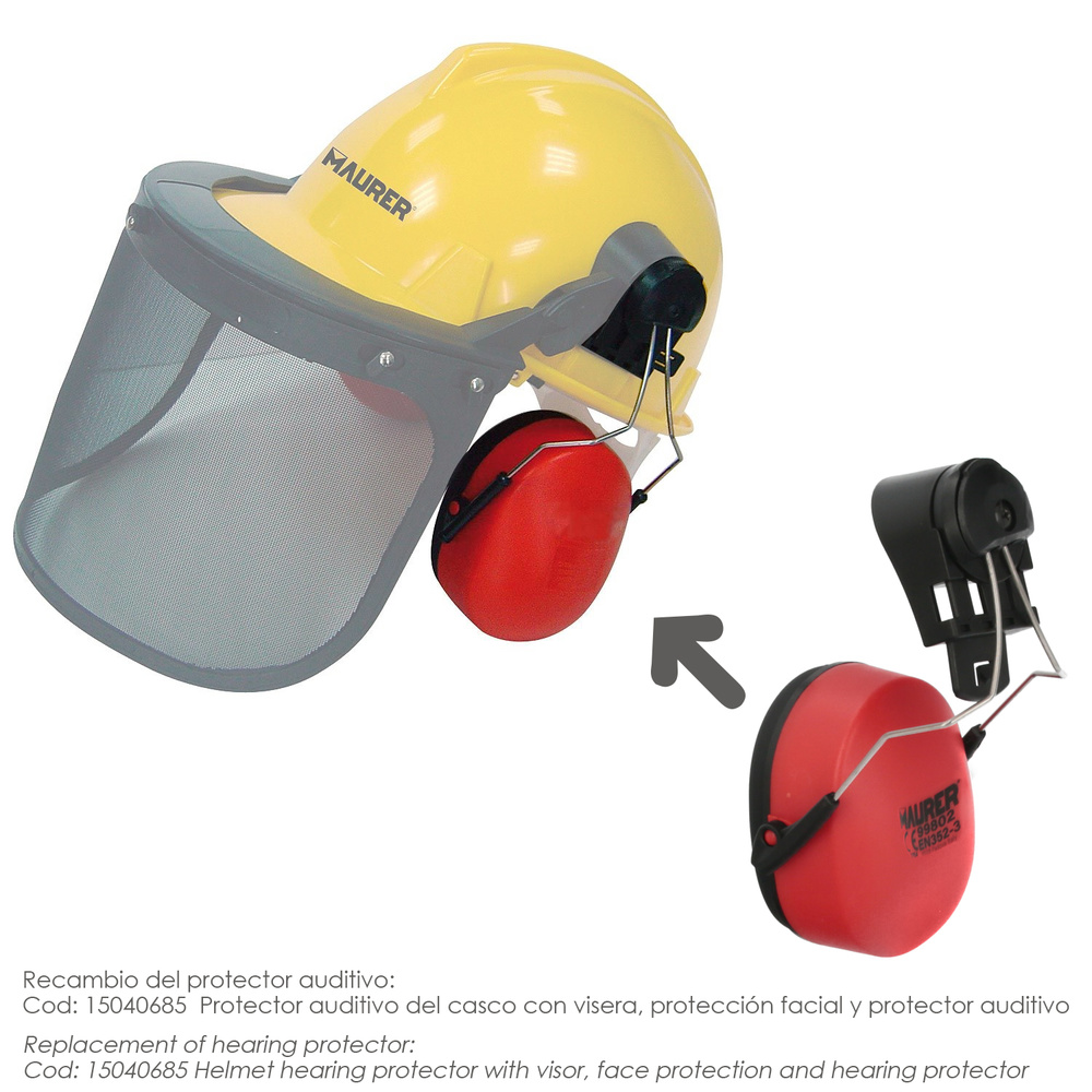 Recambio Protector Auditivo Para Casco Con Visera, Protector Facial De Rejilla y Protector Auditivo Maurer Modelo 99790 - Imagen 4