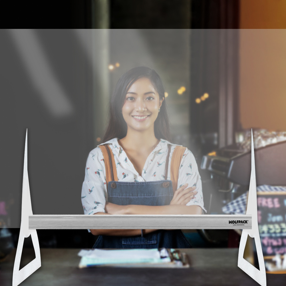 Mampara Protectora Mostrador Metacrilato Trasnparente Espesor 3 mm. 2 Pies. Medida 67x100 cm. - Imagen 2