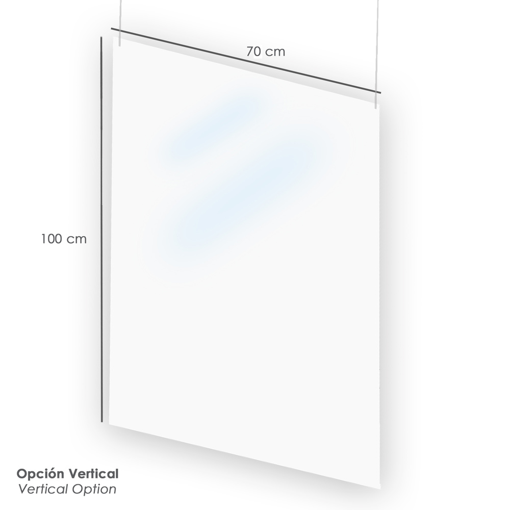 Mampara Protectora Colgar Techo Policarbonato 3 mm. Trasnparente. Medida 70x100 cm. - Imagen 2