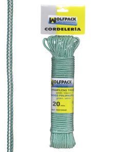 Cuerda Trenzada Polipropileno Blanca / Verde (Madeja 20 m.)