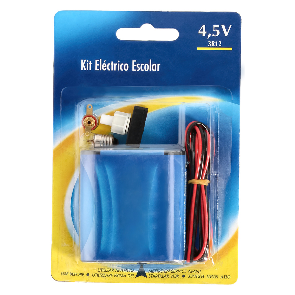 Kit Eléctrico Escolar, Set para el Colegio, Pila Petaca 4.5V, Interruptor 220V, Cable y Bombilla. - Imagen 2