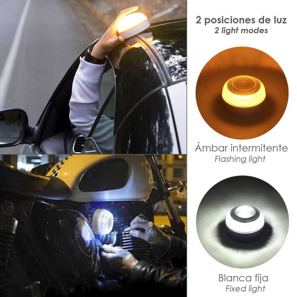 Luz Led Emergencia Coche V16 Baliza Luminosa Hologada Recargable USB - Imagen 5