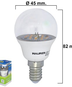 Bombilla Led Esferica Transparente Rosca E14 5 W. 40 W. 470 lúmenes. Luz calida. (3000°K).