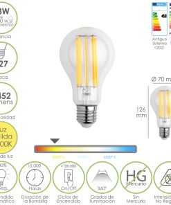 Bombilla Led Filamento Standar Rosca E27. 18 Watt. Equivale A 130 Watt. 2462 Lumenes. Luz Calida 2.700 º K.