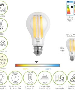 Bombilla Led Filamento Standar Rosca E27. 18 Watt. Equivale A 130 Watt. 2462 Lumenes. Luz Neutra 4000º K.
