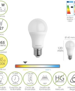 Bombilla Led Estandar Rosca E27. 11 Watt. Equivale A 90 Watt. 1055 Lumenes. Luz Calida (3000º K.) Dimerable