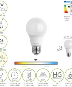 Bombilla Led Estandar Rosca E27. 8 Watt. Equivale A 65 Watt. 806 Lumenes. Luz Neutra (4000º K.)