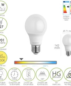 Bombilla Led Estandar Rosca E27. 16 Watt. Equivale A 130 Watt. 1901 Lumenes. Luz Calida 2.700º K.