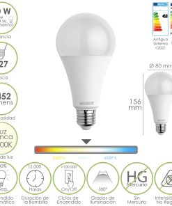 Bombilla Led Estandar Rosca E27. 20  Watt. Equivale A 150 Watt. 2452 Lumenes. Luz Neutra (4000º K.)