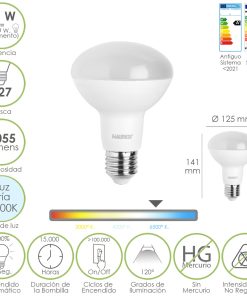Bombilla Led Reflectante E27. 11 Watt. Equivale A 100 Watt. 1055 Lumenes. Luz Fria 6.500º K.
