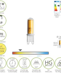 Bombilla Led Rosca G9. 4.2 Watt. Equivale A 15 Watt. 470 Lumenes. Luz Calida (3000º K.)