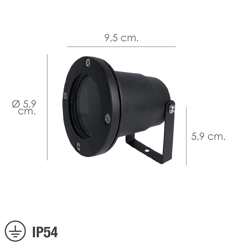 Foco Halógeno Papillon IP54 Jardín Con Soporte Negro - Imagen 2
