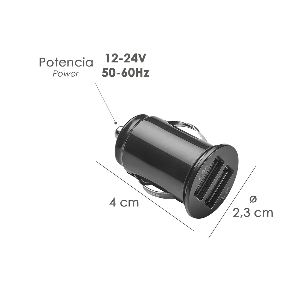 Cargador Coche USB Dos Tomas 2.1 Amperios. 5 V. Adaptador Enchufe USB Cargador USB de Pared, Android, Iphone, Smartphones - Imagen 2