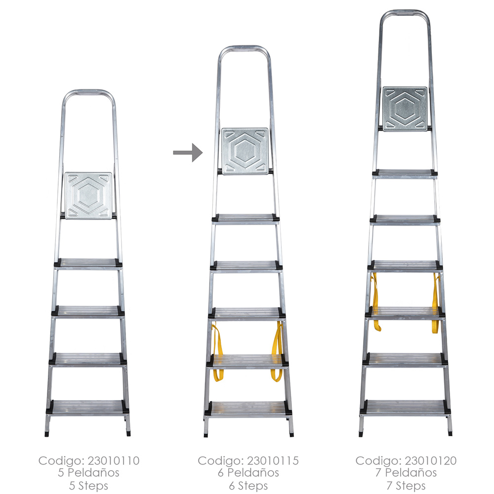 Escalera Doméstica Aluminio Profesional 6 Peldaños 12 cm Grosor. - Imagen 4