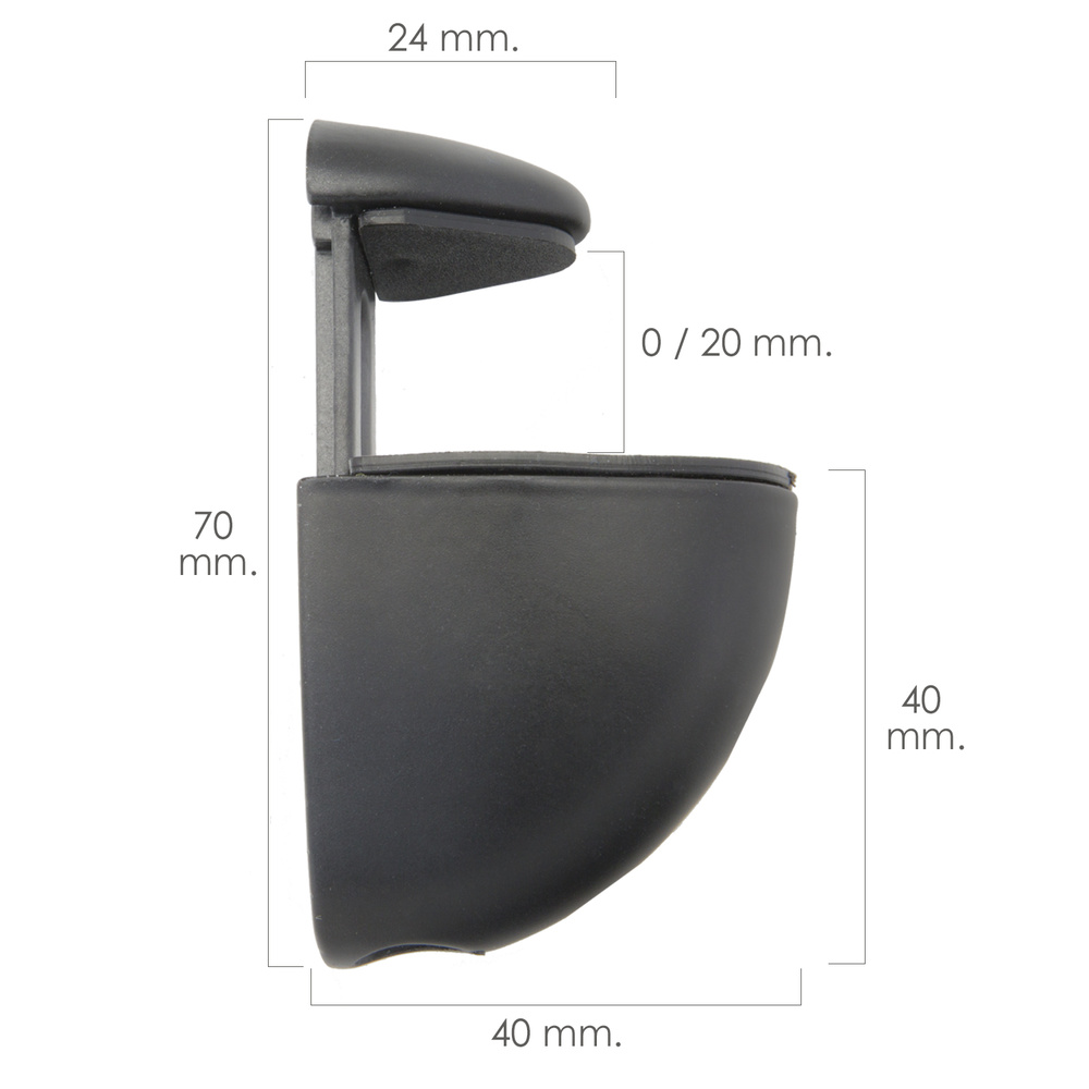 Soporte Pelicano Regulable Para Estante 1 / 20 mm. Negro (1 Pieza) - Imagen 2